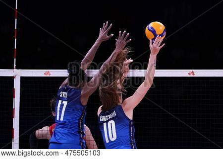 Ankara, Turkiye - July 14, 2022: Sylla Miryam Fatime And Chirichella Cristina In Action During Italy