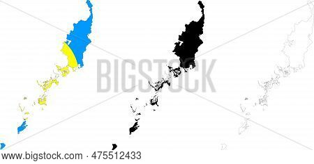 Map Palau On White Background. Palau Map Outline. Palau Vector Map With The Flag Inside.