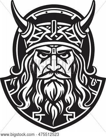 Breathtaking And Powerful Viking Emblem Art Vector