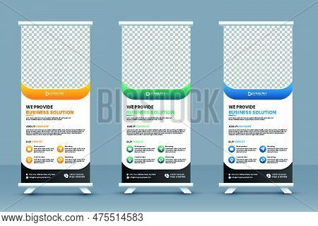 Business Roll Up Banner Template And Business Standee Banner Layout Or Corporate Conference Roll-up 