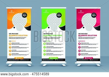 Business Roll Up Banner Template And Business Standee Banner Layout Or Corporate Conference Roll-up 