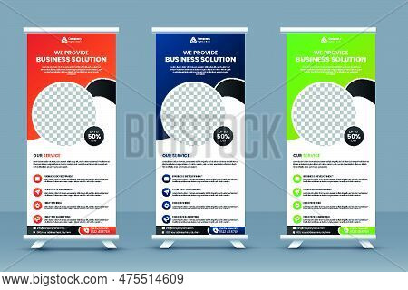 Business Roll Up Banner Template And Marketing Agency Standee Banner Layout Or Corporate Conference 