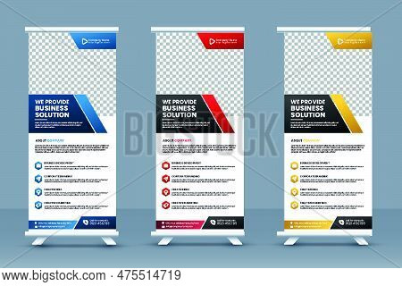 Business Roll Up Banner Template And Business Standee Roll Up Banner Layout Or Corporate Conference 