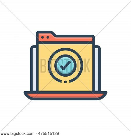 Color Illustration Icon For Finished Ended Consummate Full-fledged Approved Verify Message Complete