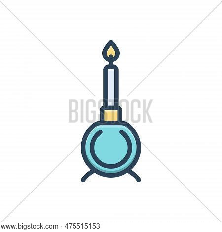 Color Illustration Icon For Candle Candlestick Wax Skyer Light Burning Flame Burn Fire Candle-light