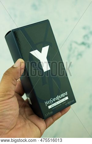 Samut Prakan, Thailand - April 29, 2023 : A Box Of Man Perfumery Yves Saint Laurent Y Eau De Parfum 