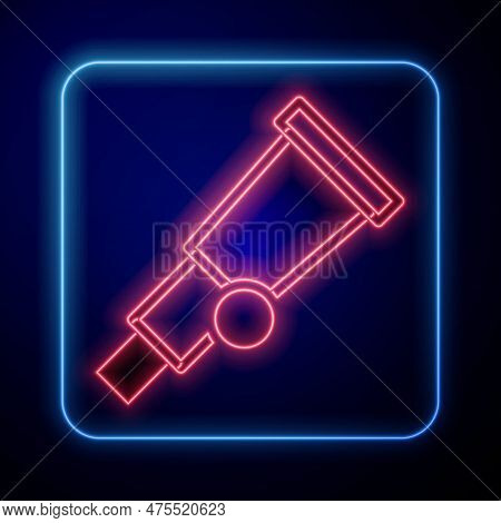 Glowing Neon Telescope Icon Isolated On Black Background. Scientific Tool. Education And Astronomy E