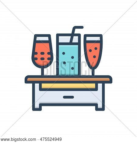 Color Illustration Icon For Drinks Beverage Quencher Tipple Opiate Alcohol Refreshment Booze Glass L