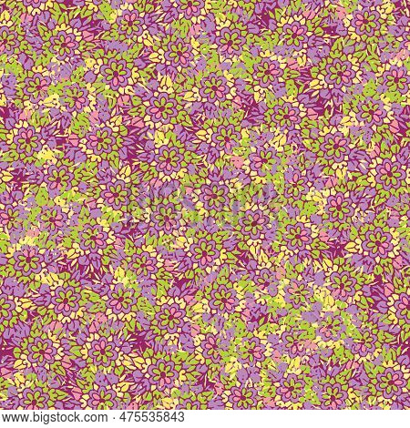 Meadow Floral In Purple Green Yellow And Pink