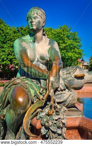 Berlin, Germany - May 3, 2014: Neptune Fountain In Berlin, Germany. Part Of Fountain Presenting Scul