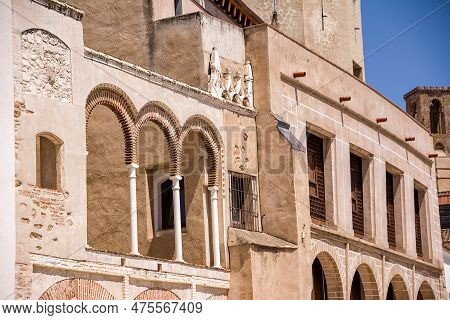 The Arches Of The Consistorial House In The Plaza Alta Of Badajoz In Spain