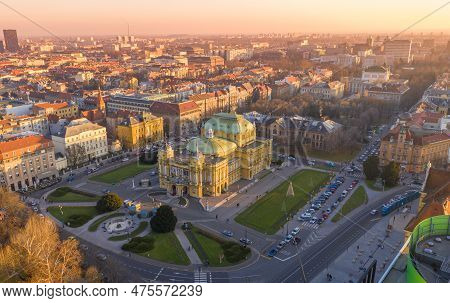 Zagreb, Croatia - December 30, 2020: Croatian National Theater In Zagreb. The Croatian National Thea