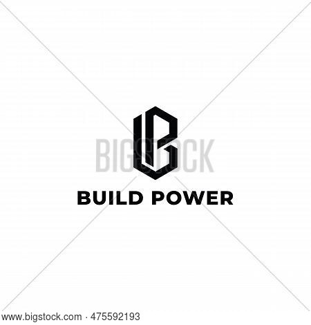 Abstract Initial Letter Bp Or Pb Logo In Black Color Isolated In White Background. Creative And Mini