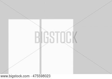 Window Shadow Drop On White Wall Background
