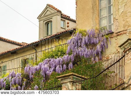 Exterior Of San Sebastiano Da Po Castle, Torino, Piemonte Region, Italy Surrounded By Nature With Be