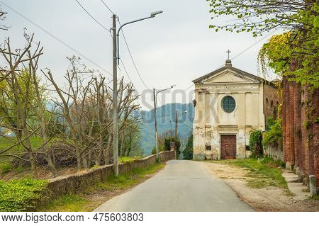 Old Church Santissima Annunziata Surrounded By The Nature In San Sebastiano Da Po Castle, Torino, Pi
