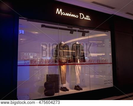 Kuala Lumpur, Malaysia - December 04, 2022: Massimo Dutti Brand Retail Shop Logo Signboard On The St