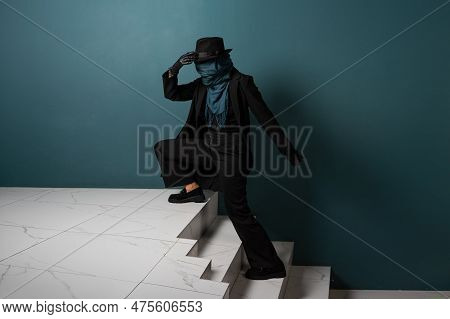 An Unknown Person, A Criminal Or A Person Hiding From The Law. Hiding From Observation, Hiding. A Ch