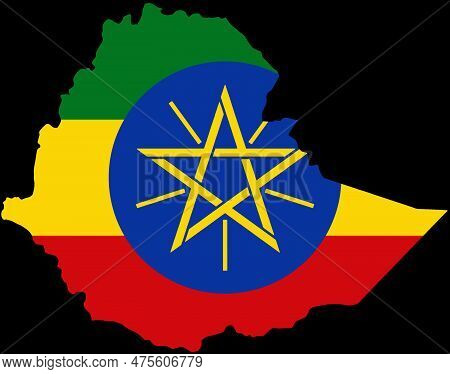 Ethiopia Flag On Map On Transparent  Background