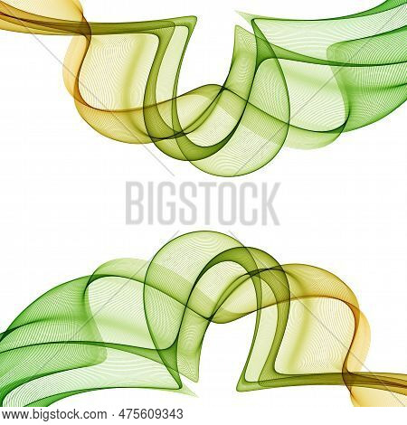 Abstract Wave Vector Background. Abstract Green Yellow Wave Background, Transparent Waves Wavy Lines