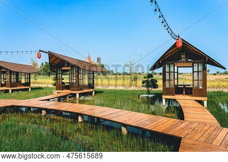 Kanchanaburi-thailand,march 30, 2023 : Beautiful Landscape In Japanese Architectural Style Resting I