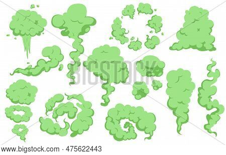 Bad Smell Green Fog Effects. Stinky Clouds, Gas Or Toxic Fume. Cooking Or Garbage Streams, Badness S