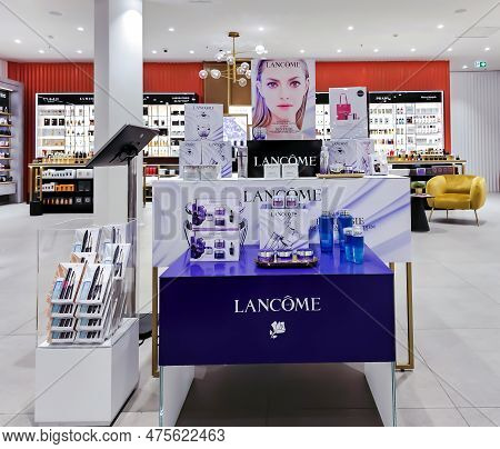 Latvia, Riga, April, 2023 - Beautiful Modern Perfume And Cosmetic Boutique Interior In Spice Shoppin