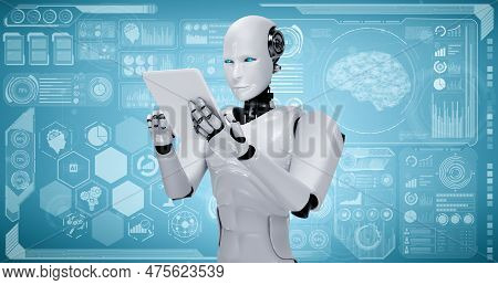 Robot Humanoid Using Tablet Computer For Big Data Analytic Using Ai Thinking Brain , Artificial Inte