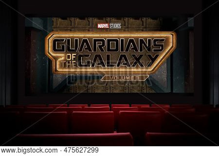 Guardians Of The Galaxy Volume 3 Movie In The Cinema. Watching A Movie In The Cinema. Astana, Kazakh