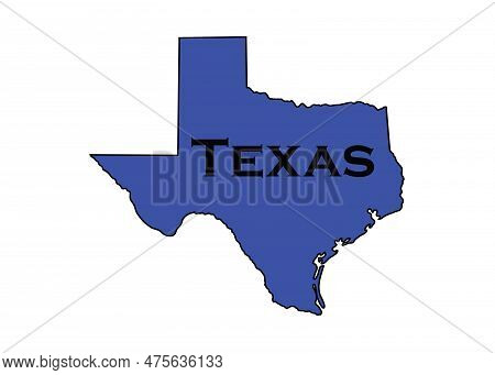 Politically Liberal Blue State Of Texas With A Map Outline.