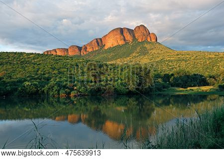 Scenic Mountain Landscape With Water Reflection, Marakele National Park, South Africa