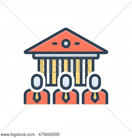 Color Illustration Icon For Lawyers Jurist Justiciary Procurator Attorneys Barristers Tribunal Court