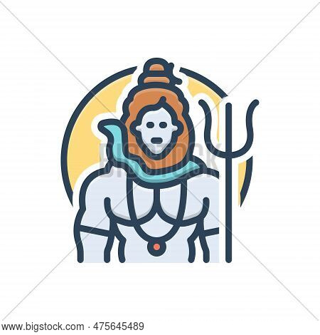 Color Illustration Icon For God Deity Divinity Godhead Lord Religious Culture Spiritual Shiv Worship