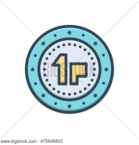 Color Illustration Icon For Penny Cash Moolah Finance Money Currency One-hundredth Coin British-curr