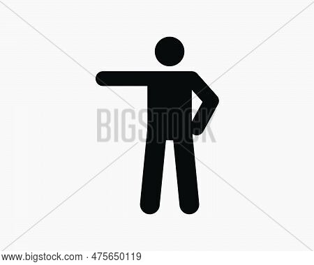 Man Pointing Left Icon. Stick Figure Point Action Direction Navigation Expression Gesture Icon Sign 