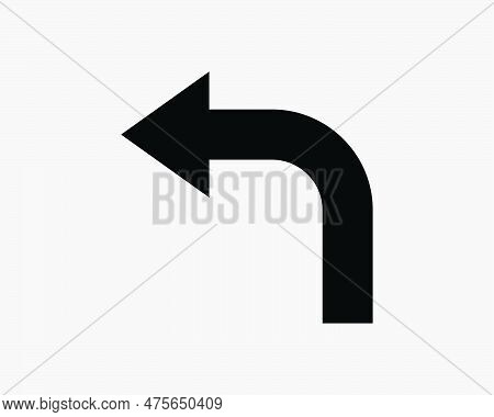 Turn Left Arrow Road Traffic Sign. Point Pointer Direction Navigation Symbol. Street Shape Truning I