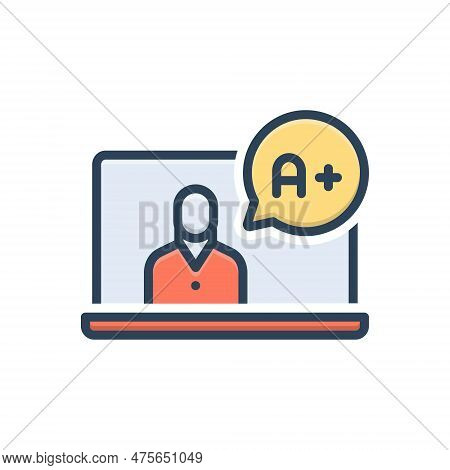 Color Illustration Icon For Learned Education Literate Taught Well-educated Scholarly Studied Studen
