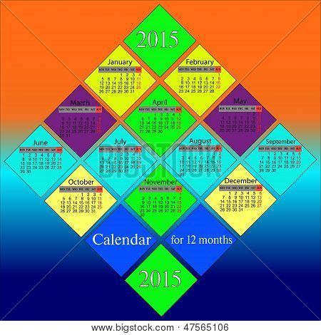2015 年のカレンダー。