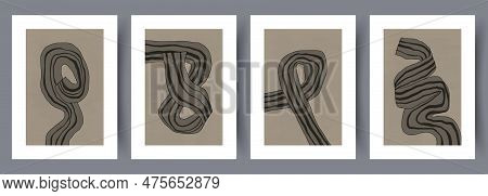 Abstract Ribbons Tortuous Stripes Wall Art Print. Contemporary Decorative Background With Stripes. P