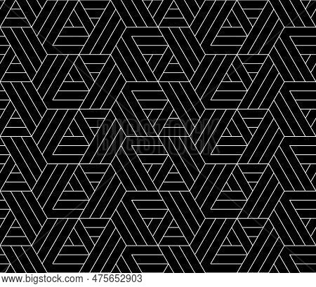 Abstract Geometric Pattern With Stripes, Lines. Seamless Vector Background. White And Bllack Ornamen