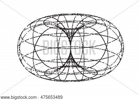 Wireframe Torus 3d. Vector Shape Of Torus Field