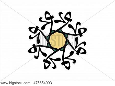 Islamic Art With Arabic Calligraphy Letters And Glyphs. Ornaments And Mandala Decoration. Creative A