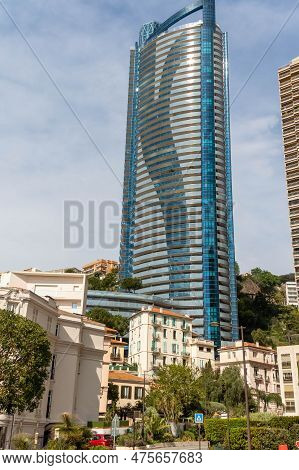 La Rousse, Monaco, April 22nd 2023:- A View Of The Tour Odeon (odeon Tower) The Tallest Building In 