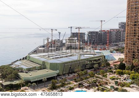 Larvotto, Monaco, April 21st 2023:- A View Of The Grimaldi Forum, Located In The Beach Area Of Larvo
