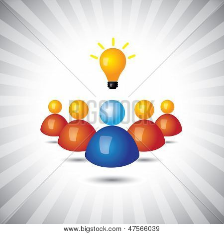 Succesvolle Executive of werknemer met ideeën - Simple vectorafbeelding