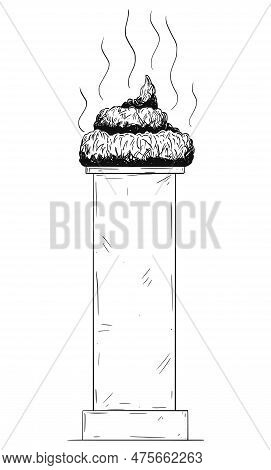 Turd, Shit Or Crap On Pedestal, Vector Cartoon Illustration
