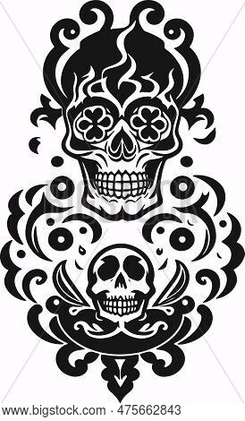 Great Skull Tattoo Emblem Art Symbol Vector