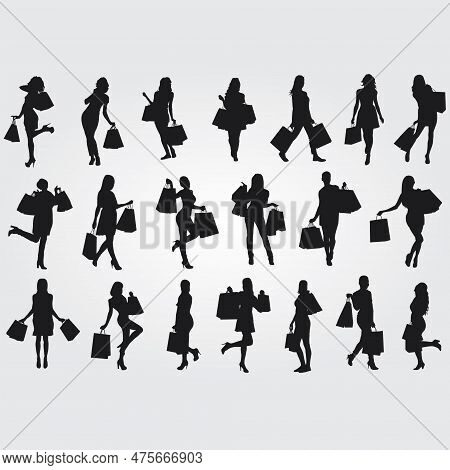 Women Shopping Silhouettes For Design S & S