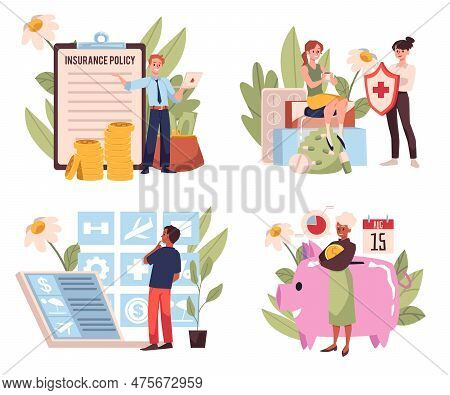 Employee Benefits Programs Of Insurance And Additional Perks, Vector Isolated.
