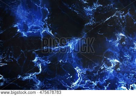 Natural Pattern Of Blue Marble.abstract Black And Blue Marble For The Design Background.